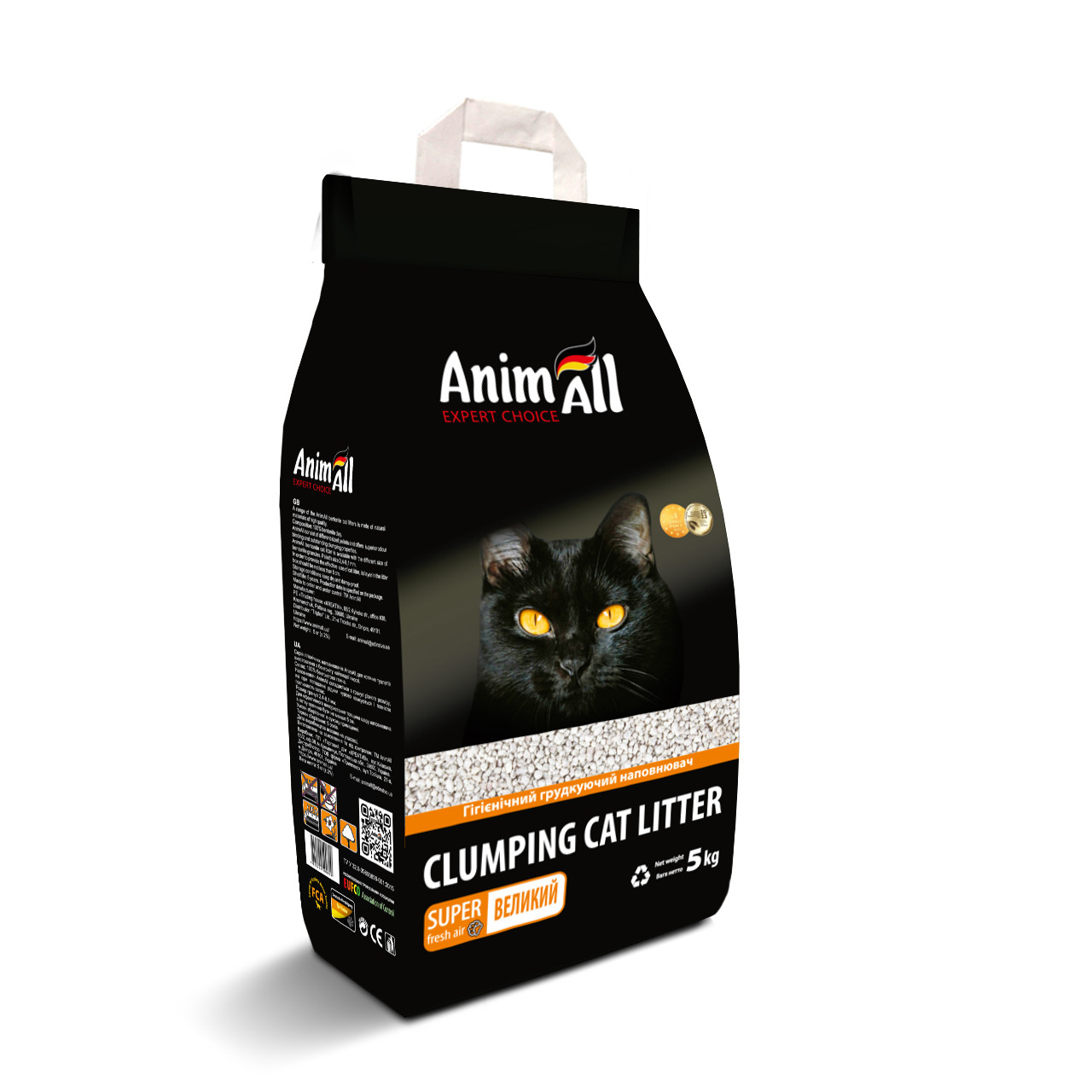 Наповнювач для котячого туалету ANIMALL бентонітовий комкуючийся крупний 5 кг