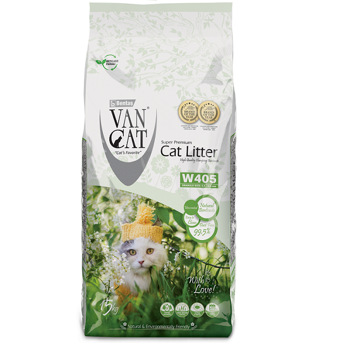 Наповнювач для котячого туалету VanCat Великий (0,6-4мм) бентонітовий комкуючийся 15 кг