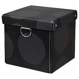 НІММ коробка для зберігання з кришкою, плямистий сірий, 16.5x16.5x15 см