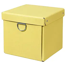 НІММ коробка для зберігання з кришкою, жовтий, 16.5x16.5x15 см