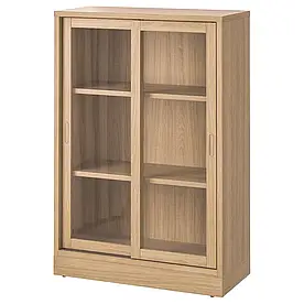 TONSTAD Шафа-вітрина з розсувними дверима, дубовий шпон, 82x37x120 см