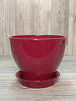 Горщик/вазон 1,6 л. для квітів Бордовий, з піддоном, кімнатних (домашніх) рослин