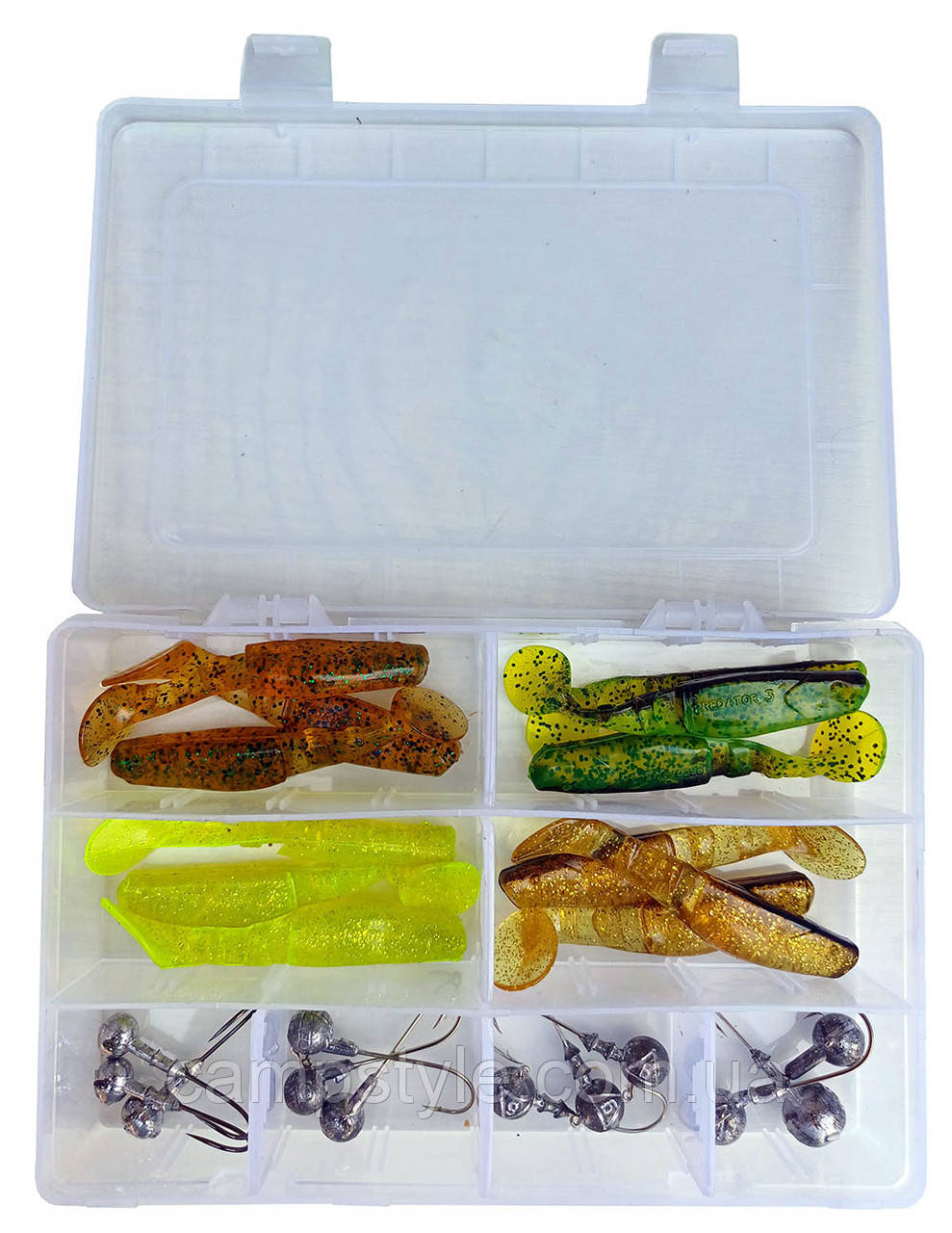 Набір No 4 віброхвостів Manns Predator 3 M-066 з джигуванням головками 12 шт. у коробці
