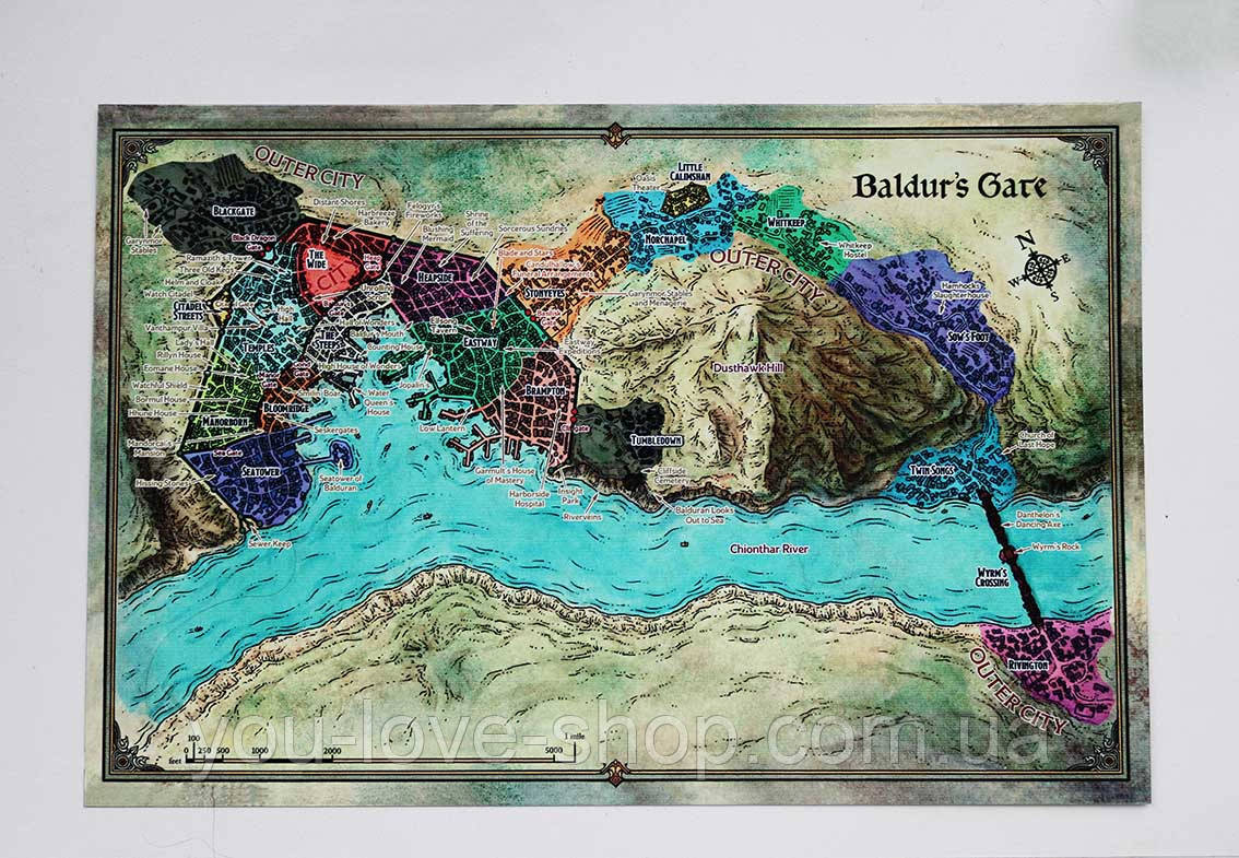 Металевий плакат Baldur's gate "Мапа"