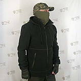 Парка тактична з капюшоном флісова 260 темна олива, фото 6