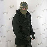 Парка тактична з капюшоном флісова 260 темна олива, фото 8