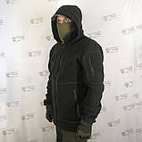 Парка тактична з капюшоном флісова 260 темна олива, фото 9