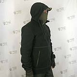 Парка тактична з капюшоном флісова 260 темна олива, фото 2