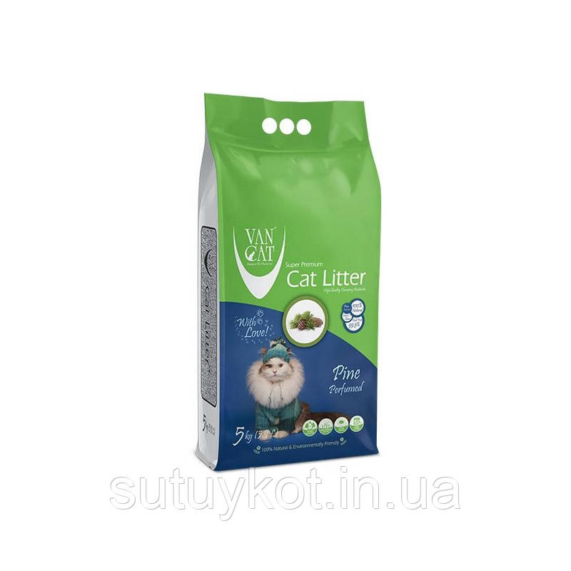 Van Cat Marseille Soap Ван Кет бентонітовий наповнювач, грудкуючийся з ароматом сосни, 5 кг