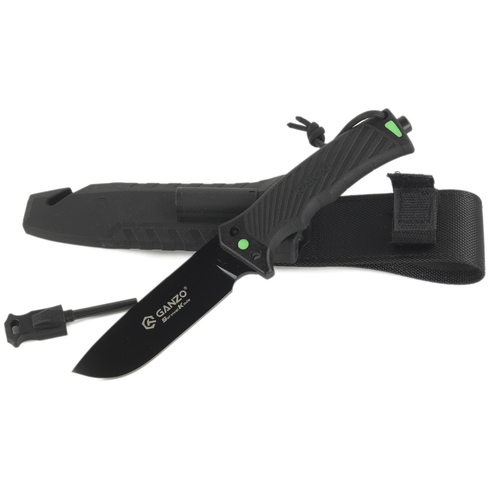 Ніж Ganzo G8012V2-BK чорний (G8012V2-BK) з паракордом, фото 1