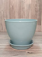 Горщик/вазон 1,6 л. для квітів Бірюзовий, з піддоном, кімнатних (домашніх) рослин