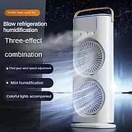 Настільний зволожувач повітря з двома вентиляторами та LED підсвічуванням Double-Ended Spray Fan 280 мл Білий, фото 4