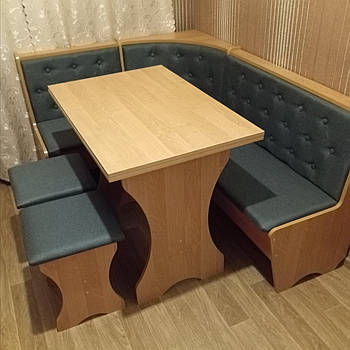 Комплект меблів для кухні - М'який куток Сімейний, стіл, 2 табуретки 114х154 см - Вільха