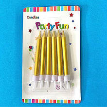 Свічки на торт "Великі" 9 см (6 шт.) золото