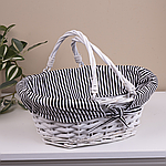 Кошик плетений білий з рухомими ручками і тканиною 22 см