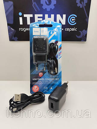 Мережевий зарядний пристрій Hoco C96A Lightning 1USB 2.1A EU (Чорний), фото 3