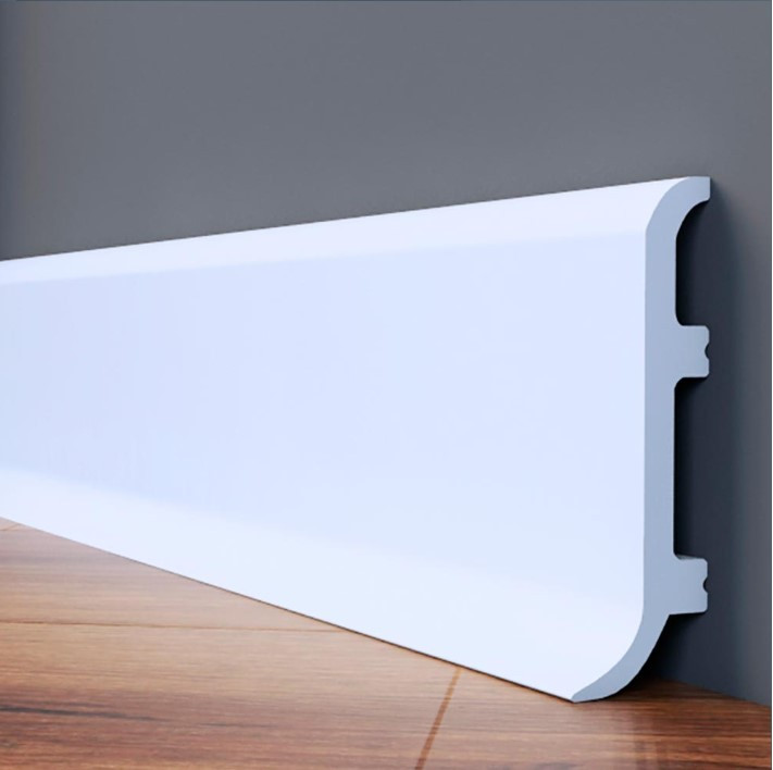 Ударостійкий плінтус LPC-40 з дюрополімер зігнутої форми Cezar висотою 100 мм. Польща, фото 1