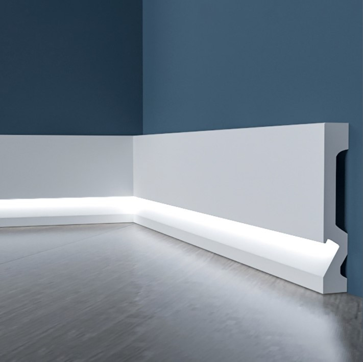 Ударостійкий плінтус з LED підсвічуванням LPC-29LE з дюрополімер. Cezar висотою 99 мм. Доставка, фото 1