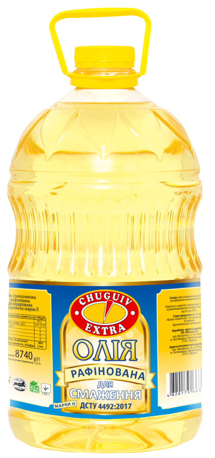 Олія для смаження соняшникова рафінована Чугуєв Продукт 8740 г (9,5 літра), фото 1