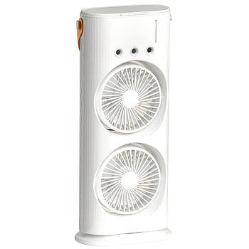 Настільний зволожувач повітря з двома вентиляторами та LED підсвічуванням Double-Ended Spray Fan 280 мл Білий