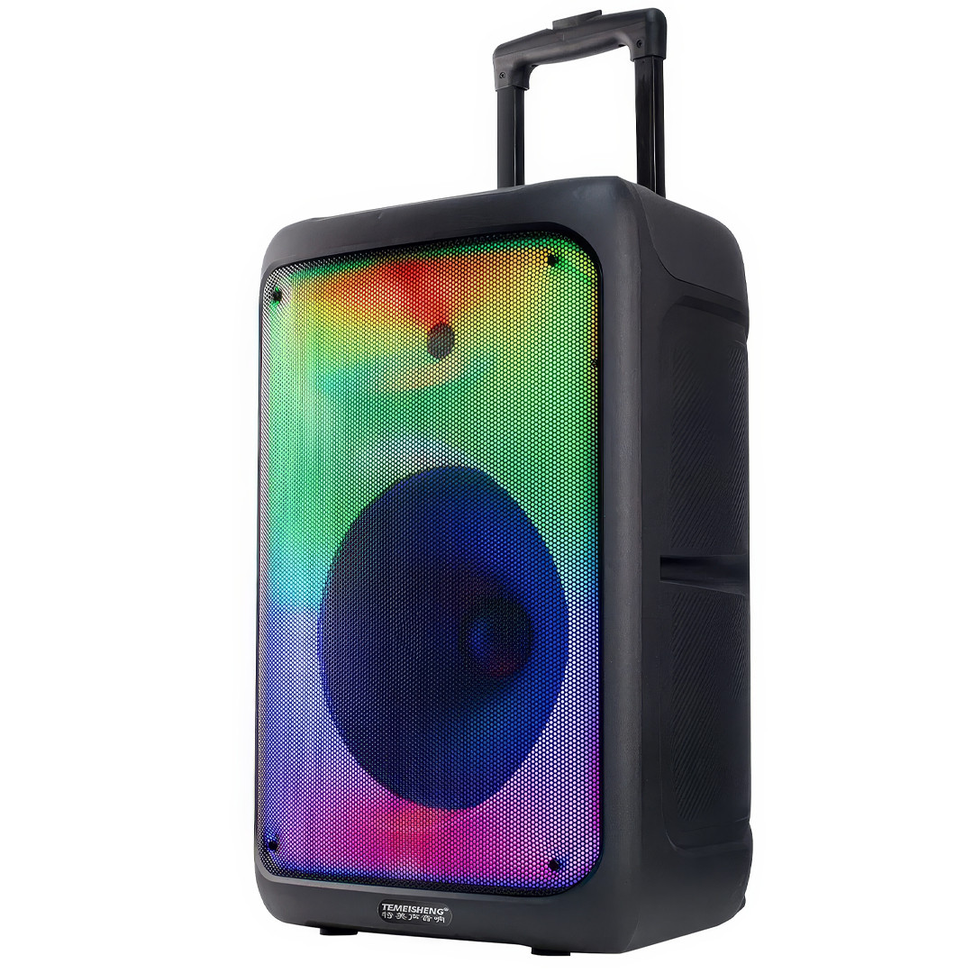 Переносна акустична система на колесах з радіомікрофоном Temeisheng 1215-02 Портативна Bluetooth колонка, фото 1