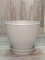 Горщик/вазон 1,5 л. для квітів Сірий матовий, з піддоном, кімнатних (домашніх) рослин