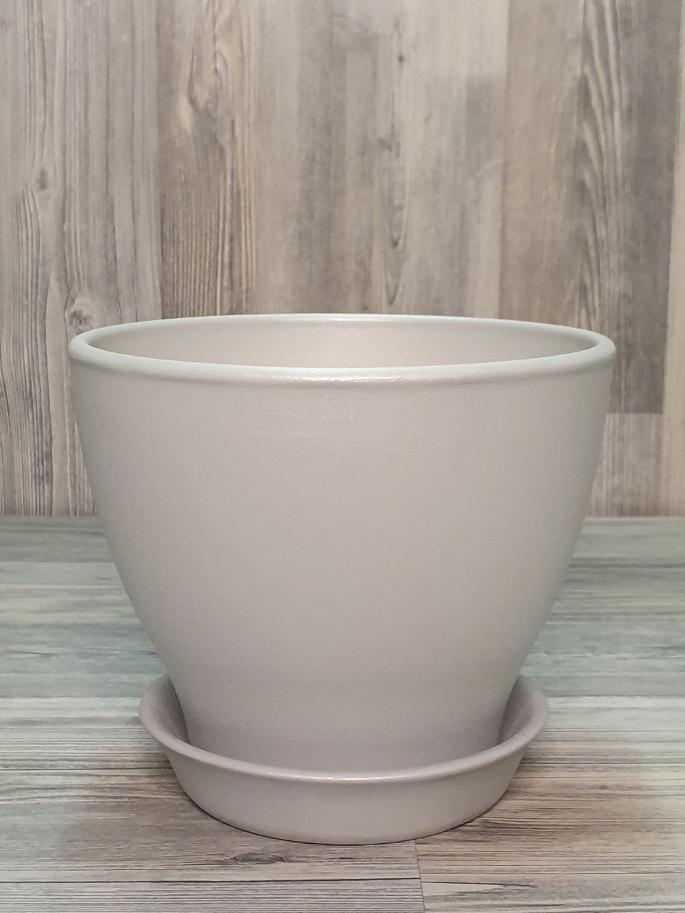 Горщик/вазон 1,5 л. для квітів Сірий матовий, з піддоном, кімнатних (домашніх) рослин, фото 1