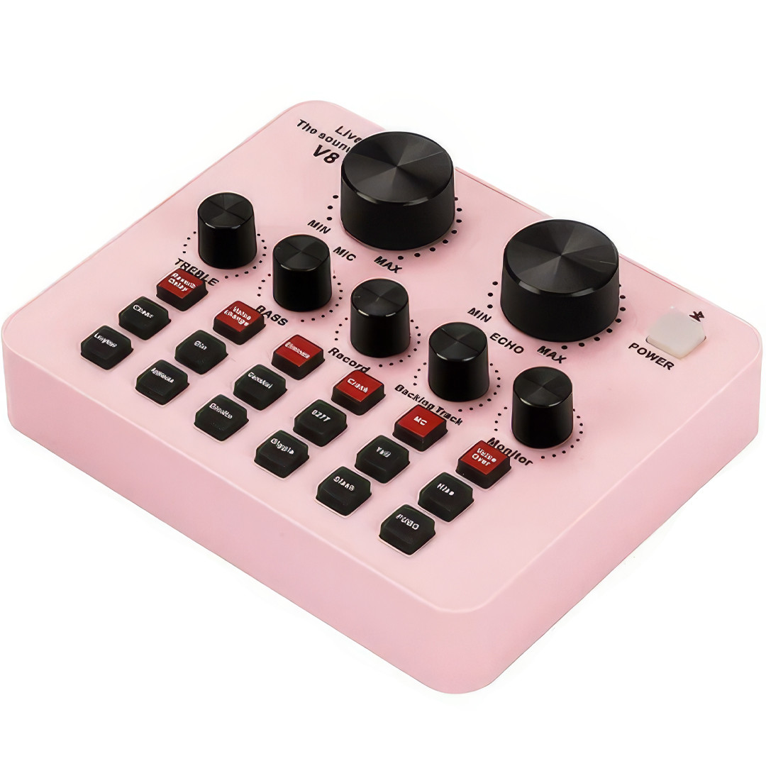 Портативна звукова карта з мікрофоном у комплекті EL-HP-201 Багатофункціональна аудіокарта Рожева, фото 1