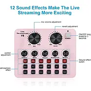 Портативна звукова карта з мікрофоном у комплекті EL-HP-201 Багатофункціональна аудіокарта Рожева, фото 5