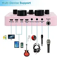 Портативна звукова карта з мікрофоном у комплекті EL-HP-201 Багатофункціональна аудіокарта Рожева, фото 3