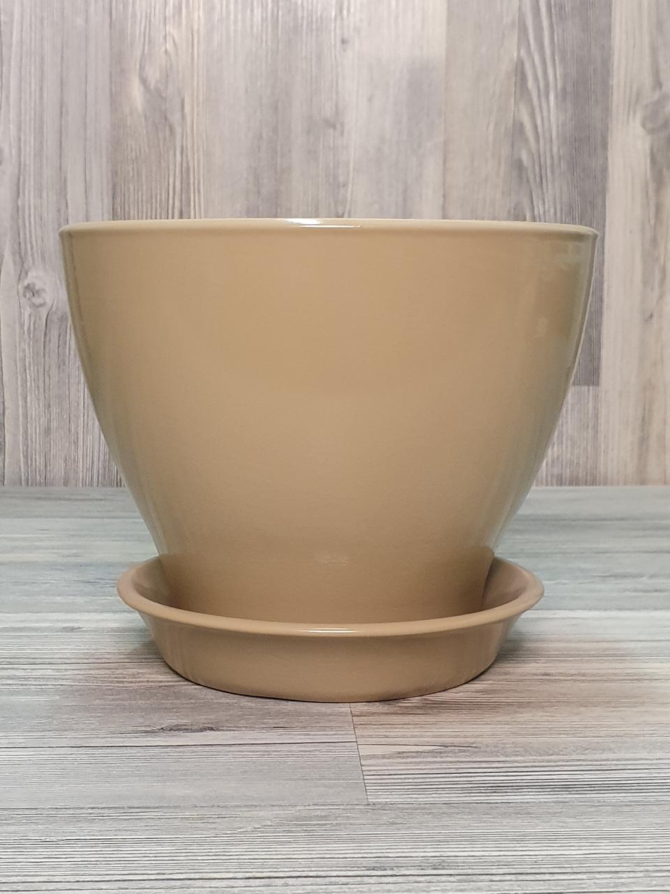 Горщик/вазон 1,5 л. для квітів Світло-сырий, з піддоном, кімнатних (домашніх) рослин, фото 1