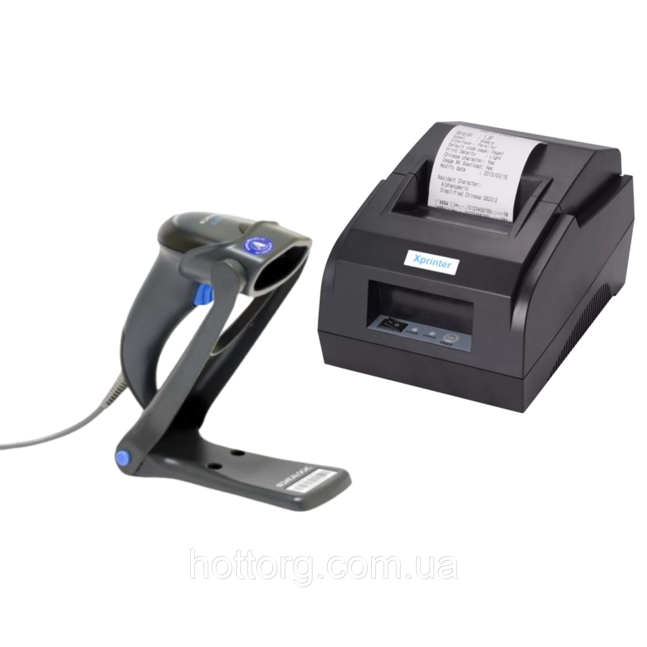 Комплект торговельного обладнання Все в 1 Ручний сканер штрих-коду Datalogic QuickScan Lite QW2100 + Принтер чеків Xprinter XP-58I