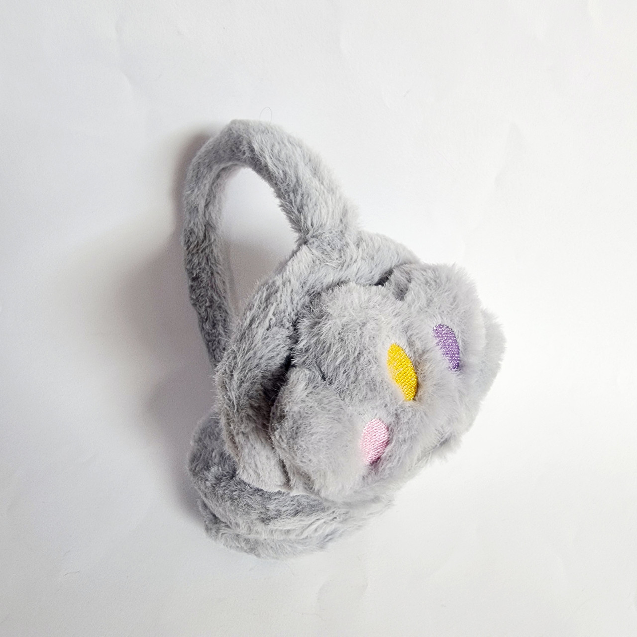 Хутряні дитячі навушники Лапки сірі, об'єм 52-56 см