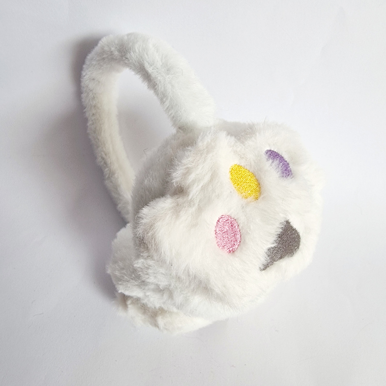 Хутряні дитячі навушники Лапки білі, об'єм 52-56 см