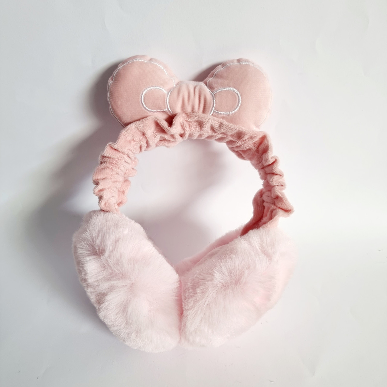 Хутряні навушники Пушистики Бантики рожеві, об'єм 52-56 см