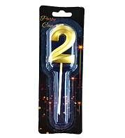 Свічка цифра золото 2