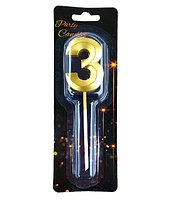 Свічка цифра золото 3