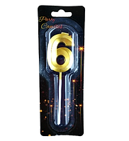 Свічка цифра золото 6