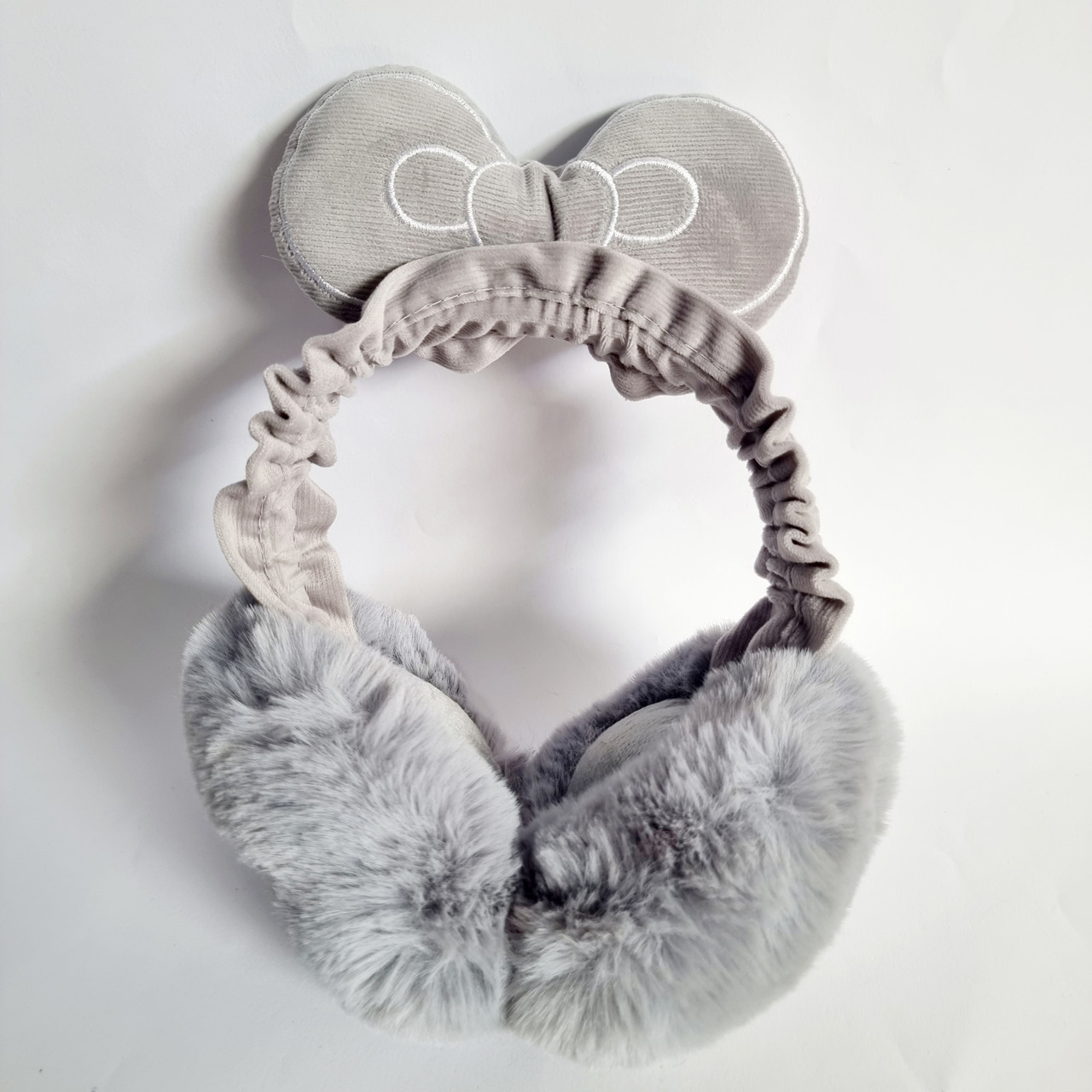 Хутряні навушники Пушистики Бантики сірі, об'єм 52-56 см