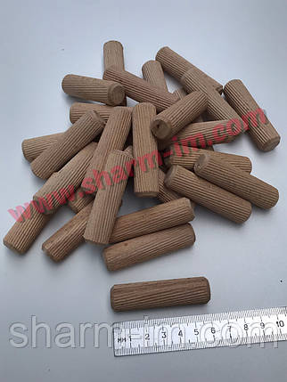 Шкант дерев'яний 16х60 мм Бук із насічкою, фото 1