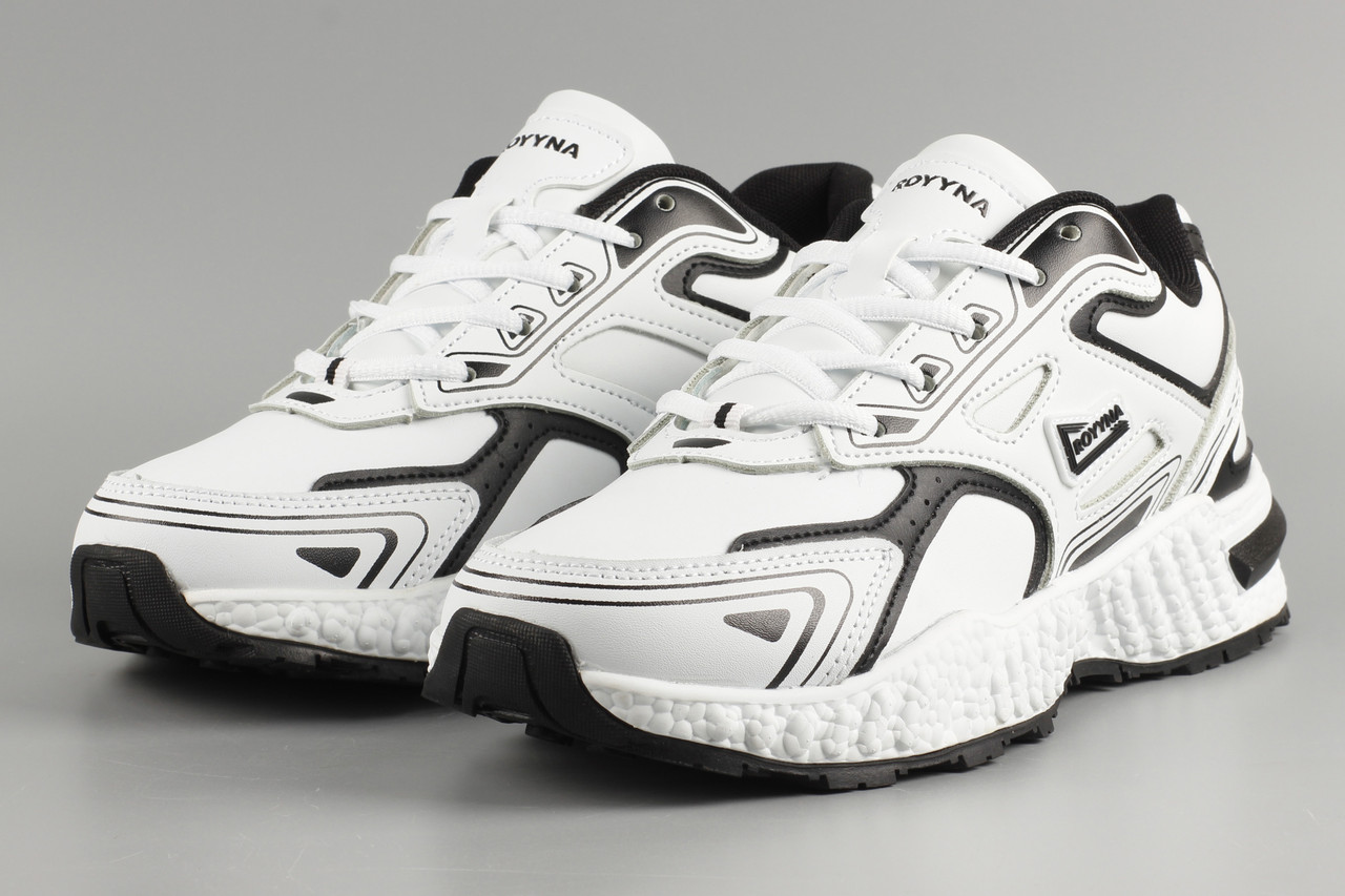 Кросівки чоловічі шкіряні білі Royyna 112A Ройна Бона Бона Розміри 41 43 44 45 46