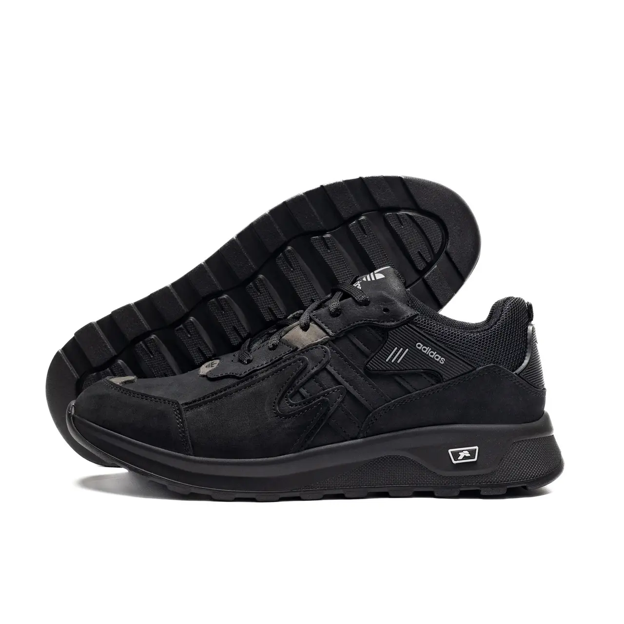 Чоловічі шкіряні чорні кросівки, фото 1