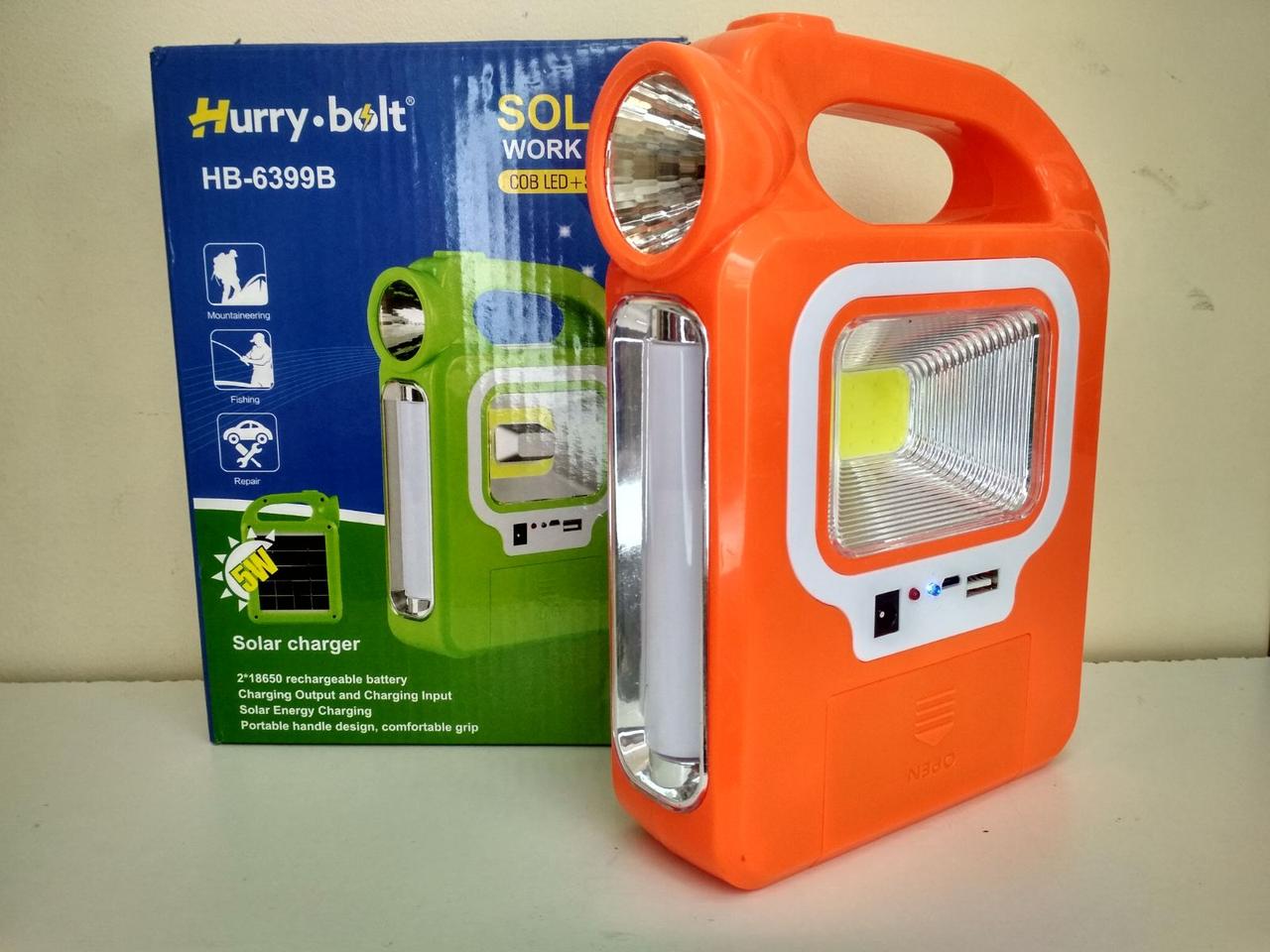 Ліхтар переносний 6399А-LED+COB, power bank, 2x18650, сонячна батарея, ЗУ microUSB, Box