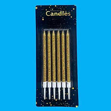 Свічки в торт "Оксамит" 12 см (6 шт.) золото