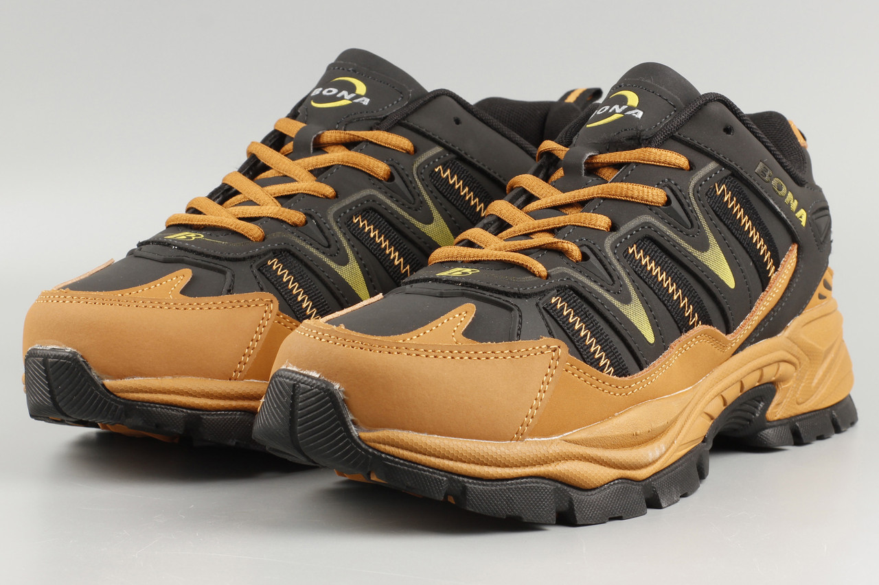 Кросівки зимові чоловічі чорні з рудим Bona 954A-6 Бона утеплені з хутром Розміри 43