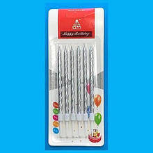 Свічки в торт "Спіраль" 12 см (6 шт.) срібло