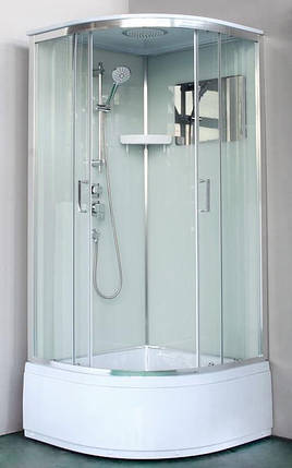 Душовий бокс VERONIS BV 3 100 100х100х220 см на середньому піддоні прозоре скло хром, фото 1