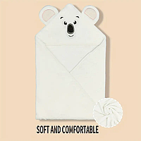 Дитячий білий рушник ведмедик з капюшоном для новонароджених