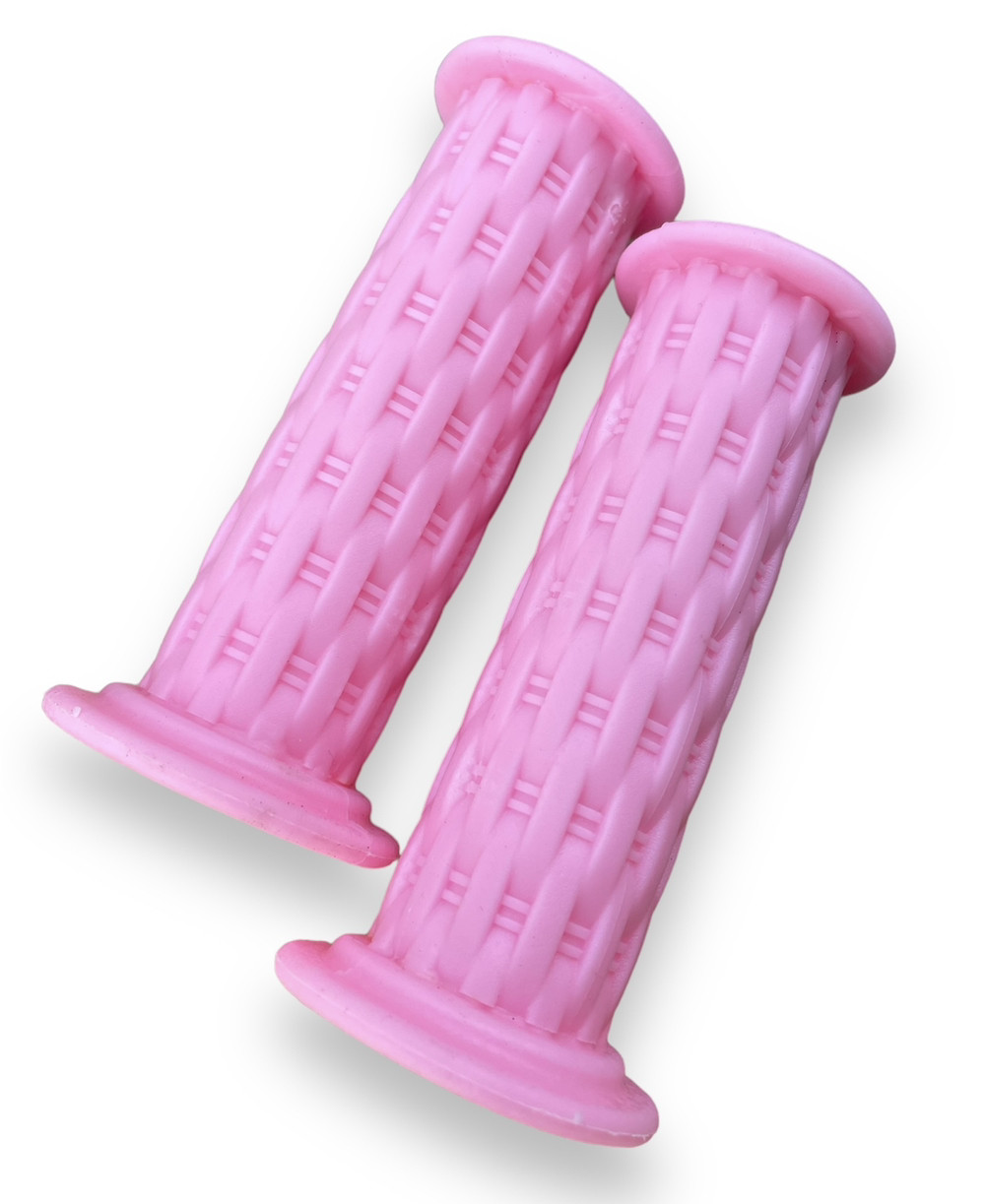 Гріпси дитячі для велосипеда, самоката, біговела плетені TPR рожевий, фото 1