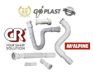 Гофровані гнучкі пластикові труби в асортименті. 